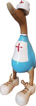Houten eend Verpleegster Duck nurse handgemaakt 40 cm hoog