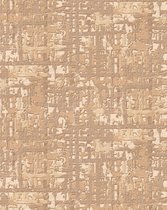 Textiel look behang Profhome DE120093-DI vliesbehang hardvinyl warmdruk in reliëf gestempeld in textiel look glanzend ivoor crèmewit beige 5,33 m2