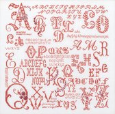 Thea Gouverneur - Borduurpakket met telpatroon - 2093A - Voorgesorteerde DMC Garens - Antieke Letters Merklap - Aida - 34 cm x 34 cm - DIY Kit