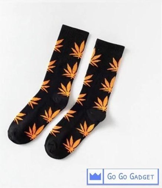 Wiet sokken | 1 paar | zwart met oranje