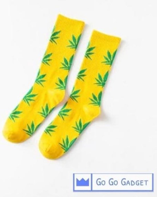 Wiet sokken | 1 paar | geel met groen