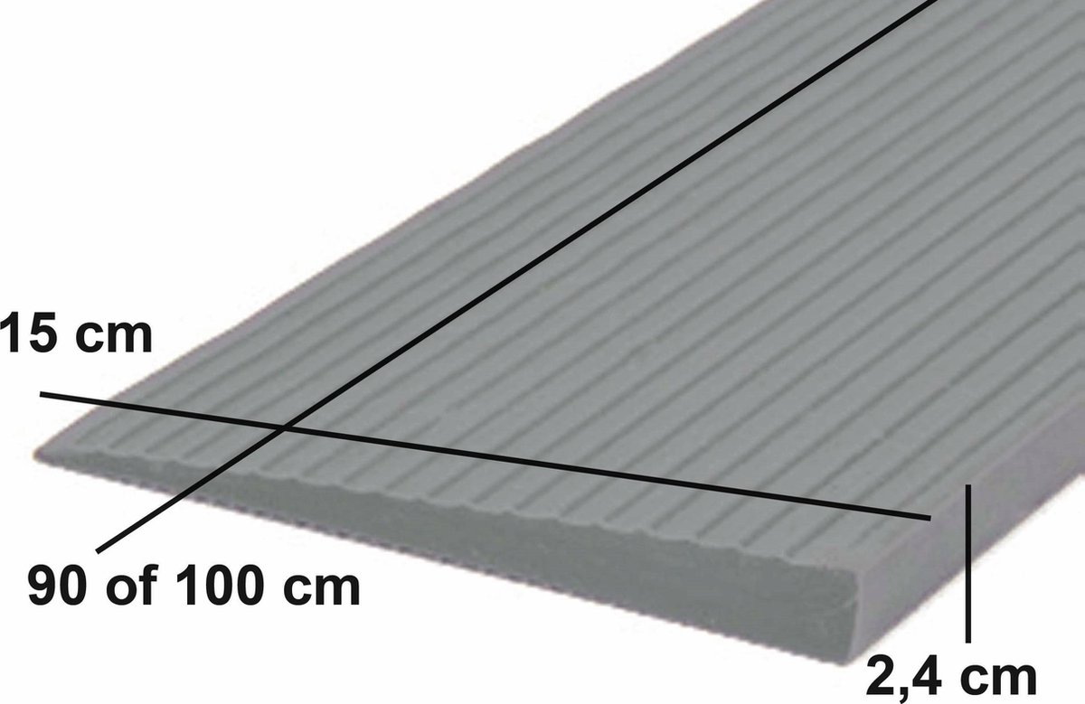 Goedkoopste Rubber drempelhulp 2,4 x 15 x 100 cm met lijmlaag (grijs