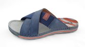 Fischer Slippers Heren - Leer -  Blauw -Maat 41