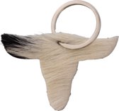 Sleutelhanger Buffalo Skull - Bizon - Zwart Leer - Verschillende Kleuren Huid - 8 cm