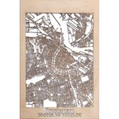 Citymap Amsterdam MDF hout - 40x60 cm - Stadskaart woondecoratie - Wanddecoratie