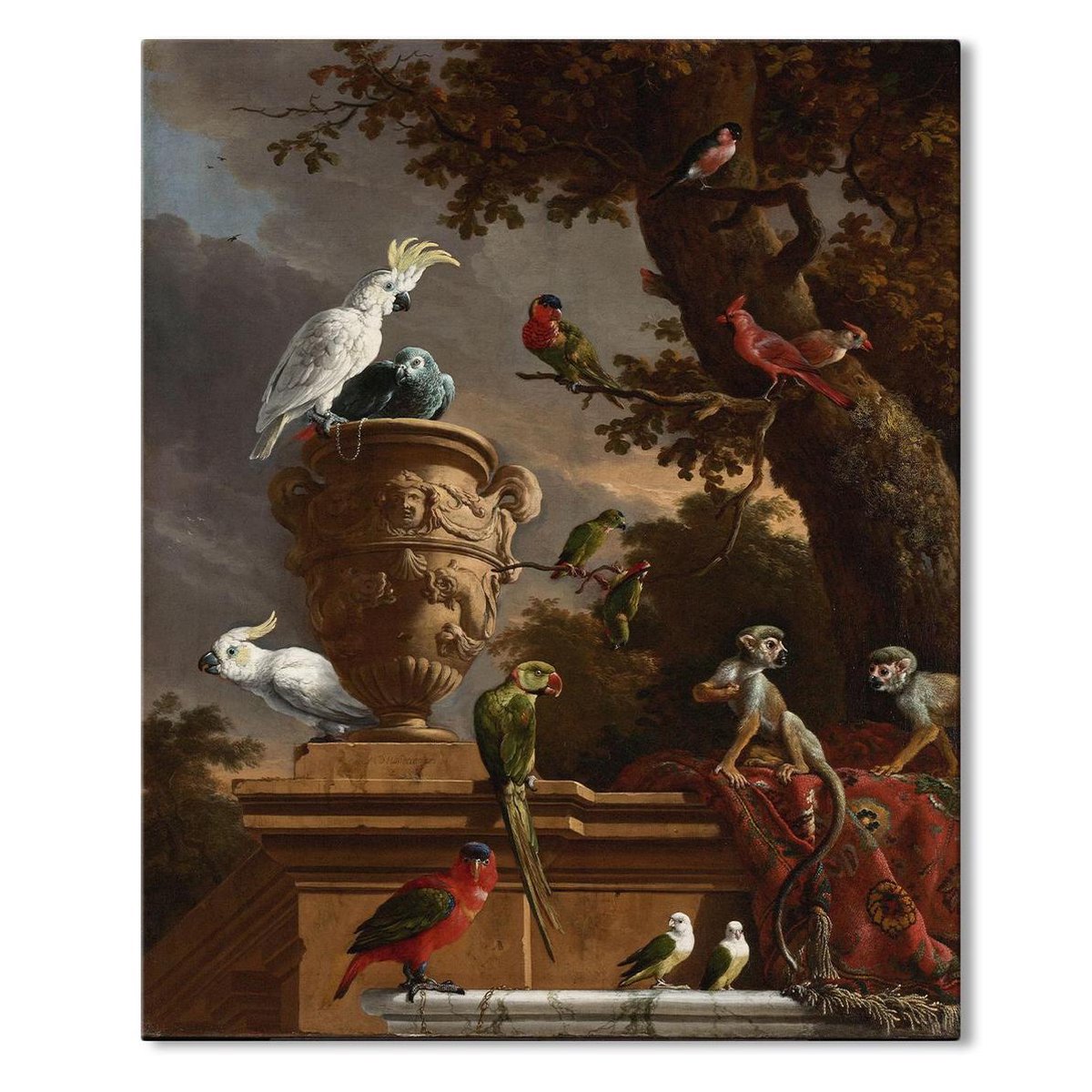 Canvas Schilderij - De Menagerie - Melchior d'Hondecoeter - 70x100 cm