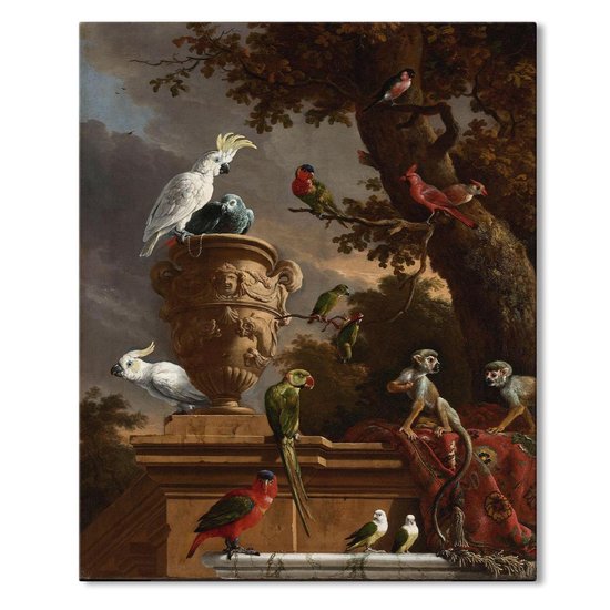 Canvas Schilderij De Menagerie - Melchior d'Hondecoeter