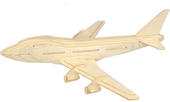 Bouwpakket 3D Puzzel Vliegtuig Boeing 747 - hout | bol.com