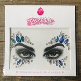 GetGlitterBaby - Glitter Face Jewels / Festival Glitters / Strass Steentjes / Plak Diamantjes voor Gezicht - Zilver / Blauw