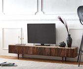 Tv-meubel Shia 200x35 cm sheesham walnoot massief marmer 4 deuren