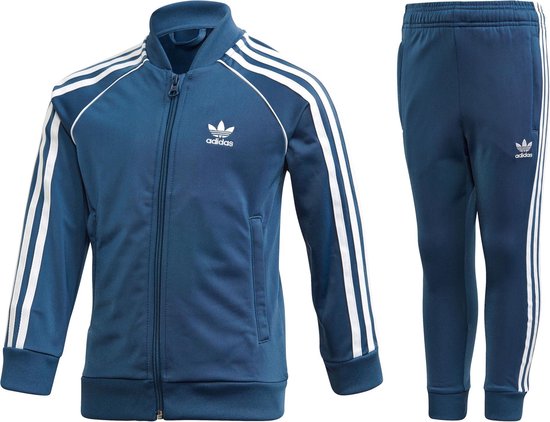 adidas trainingspak blauw wit