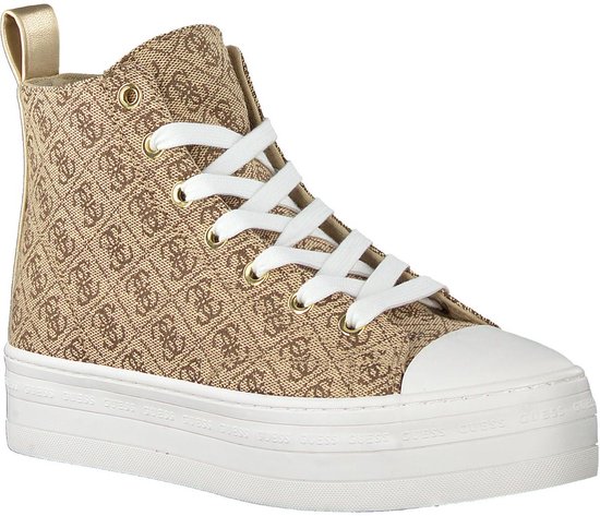 Guess Dames Hoge sneakers Bokan - Beige - Maat 39 | bol.com