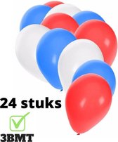 3BMT - Ballonnen rood wit blauw - set van 24 stuks