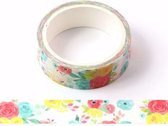 Kleurrijke bloemen washi tape | 15mm x 5m