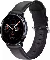 Leren Bandje - Zwart - Geschikt voor Samsung Galaxy Active 1/2 - Galaxy Watch (42mm) - Gear Sport - Bandbreedte 20mm