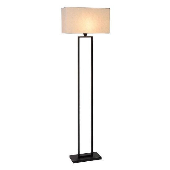 Atmooz - Vloerlamp Paula - Staande Lamp - Stalamp - Woonkamer - Zwart en witte kap - Hoogte 160cm - Metaal
