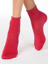 2-PAAR Glitter sokken gerold boordje, Geschenkset, Maat 38/39