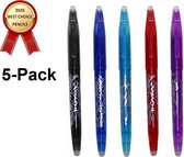 5x Uitgumbare Pen – Balpen – Uitwisbare Pen - 0,5 mm Fine – Erasable Pen – Verschillende Kleuren