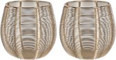 2x Theelichthouders/waxinelichthouders goud metaal draad 12 cm - Gouden metalen kaarsenhouders met draden- Woondecoraties