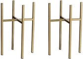 2x Plantenstandaards/voeten Ascot goud 21 x 35 cm - Plantenkrukjes - Woonaccessoires urban jungle