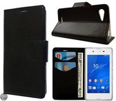 Sony Xperia Z2 Wallet Boek Case Lederen Hoesje Zwart