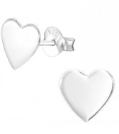 Joy|S - Zilveren hart oorbellen 8 x 7 mm basic