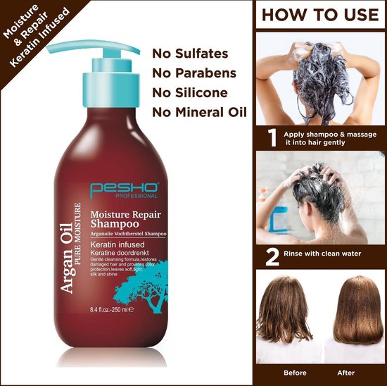 Arganolie shampoo - Pesho Argan Oil Moisture Repair Shampoo - Shampoo  vrouwen -... | bol.com