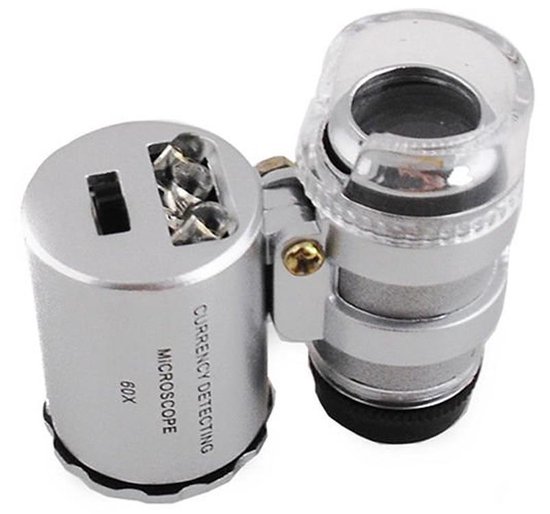 Mini microscoop - Pocket microscoop - Zakmicroscoop - Microscoop - Loep - Loeplens - Uv licht - 60x zoom - Merkloos