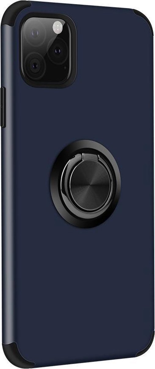 iPhone cover met afneembare vingerstandaard voor iPhone 11 Pro-Blauw