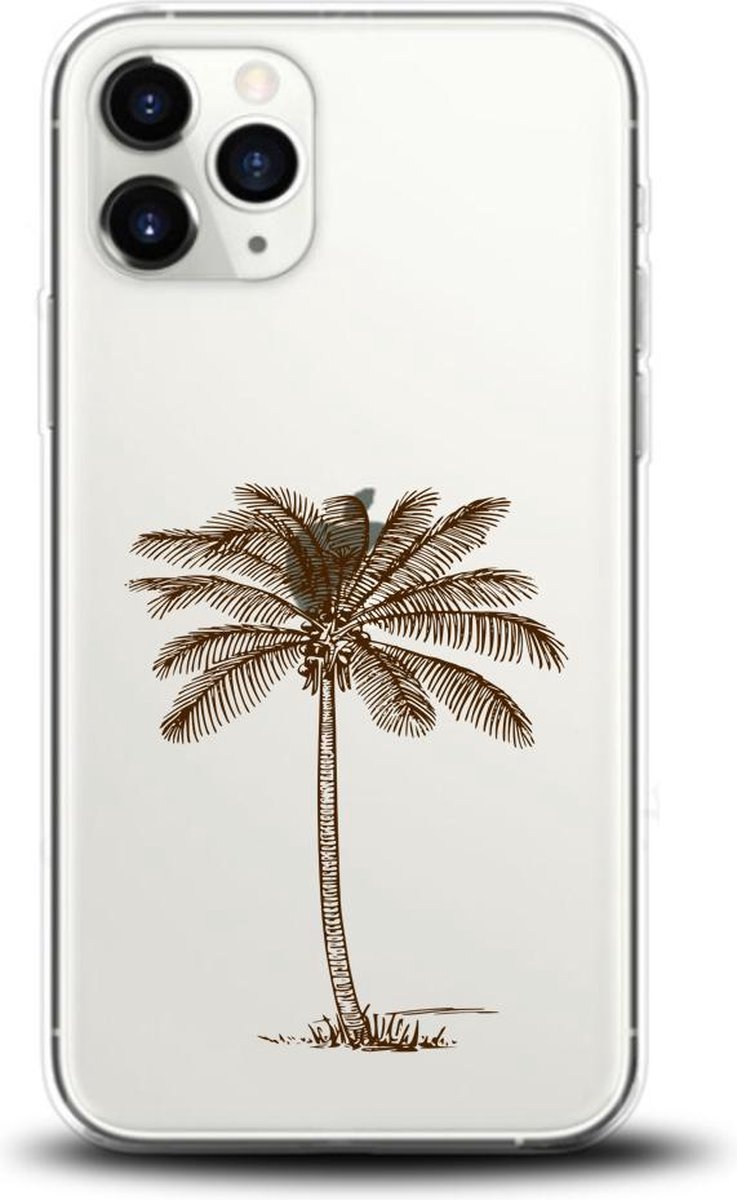 Apple Iphone 11 Pro Max transparant siliconen telefoonhoesje palmboom