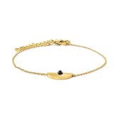 Twice As Nice Armband in goudkleurig edelstaal, waaiervorm en zwarte agaat  16 cm+3 cm