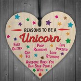 Houten hanger 10x10 cm “Reasons to be a unicorn”