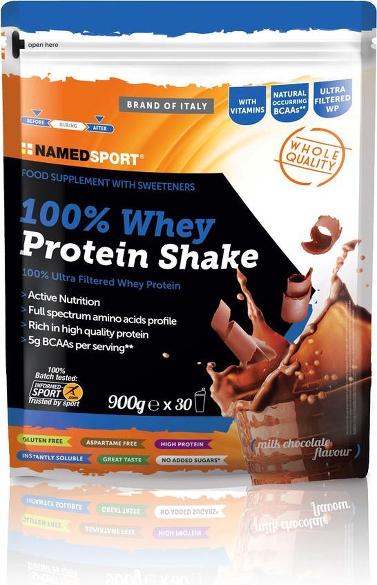Goedkoopste Eiwitshake NAMEDSPORT 100 Whey Protein Shake Melkchocolade - 900 gram