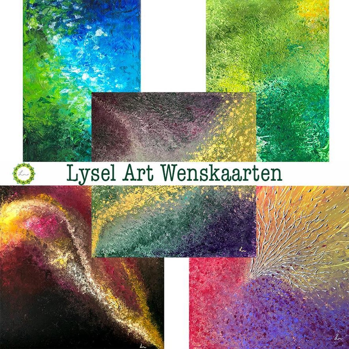 5x Art Wenskaarten met luxe envelop (Lysel Art Acryl 2020)