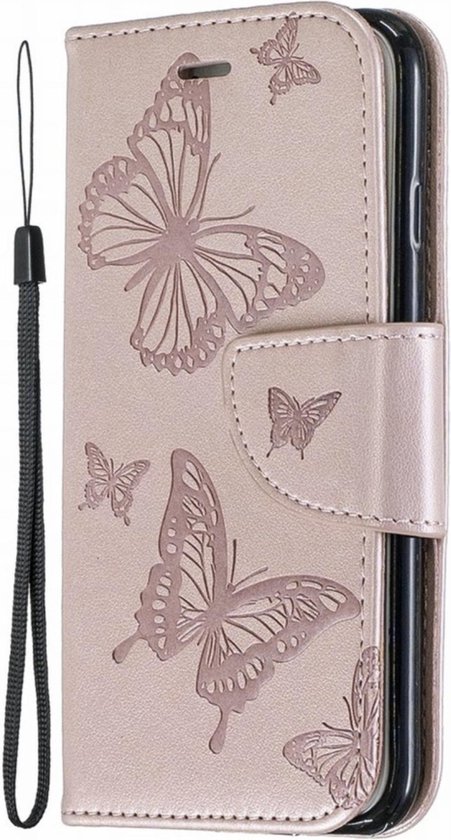 Apple iPhone 6 - Bookcase iPhone 6s - Rose - Papillons - Étui Portefeuille  | bol