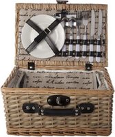 Picknickmand 2p-bestek-borden-glazen-flesopener 38x26x19cm