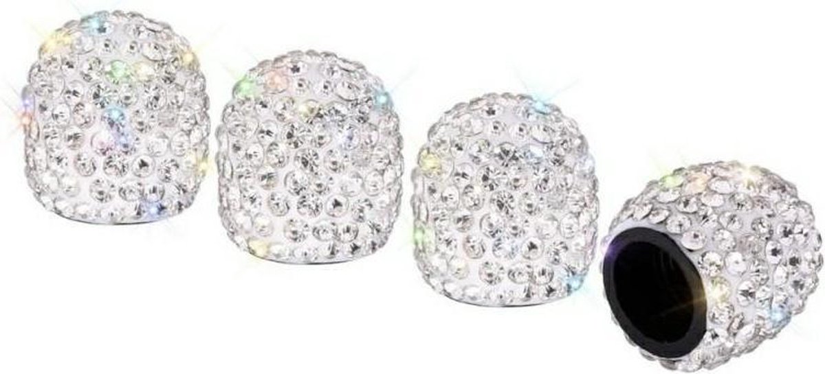 TT-products ventieldoppen White Diamond wit 4 stuks