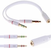 3.5mm Jack Aux Female Dual Male Headset Microfoon 4-Pin Audio Splitter | White| TrendParts