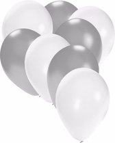 30x ballons blanc et argent - 27 cm - décoration blanc / argent