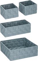 4x Grijze badkamer/babykamer opberg mandjes - 4 stuks - Toilet/badkamermandjes - Decoratiemandjes - Sokkenmandjes - Commodemandjes