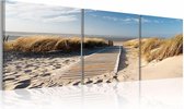 Schilderij - Uitzicht op Noordzee in drie delen , 120x40cm