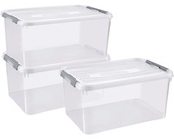 Curver Handy+ Opbergbox - 50L - 3 stuks - Transparant met deksel