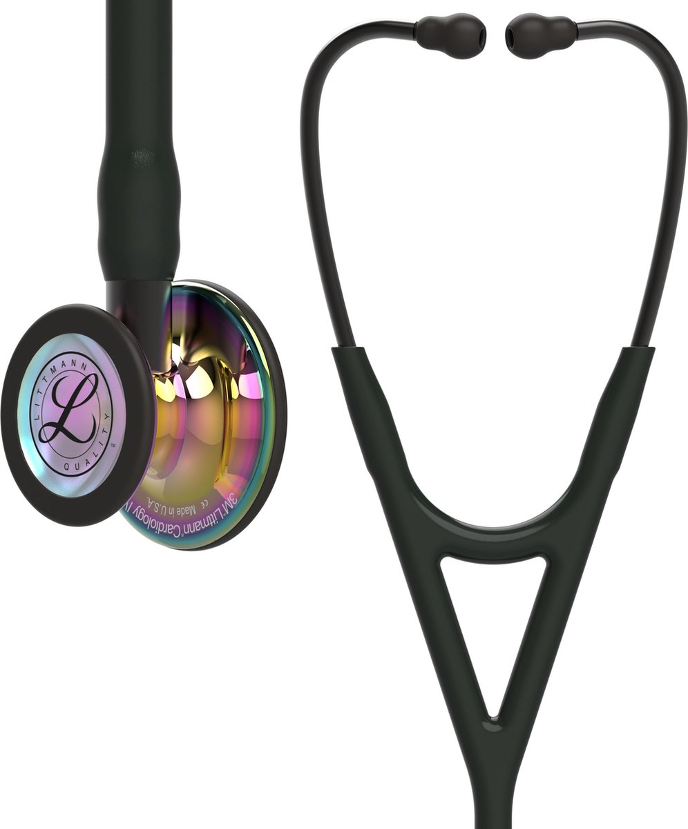 Goedkoopste Littmann Cardiology IV, Zwarte slang / High Polish Rainbow borststuk / Smoke steel en oorbeugel