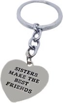 Zussen sleutelhanger zilverkleurig, sisters make the best friends