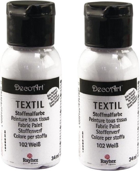 2x Witte textielverf flacons - Acryl stoffen verf | bol.com