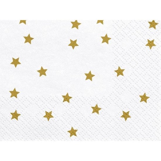 20x Kerst servetten met gouden sterren 33 cm - Merkloos