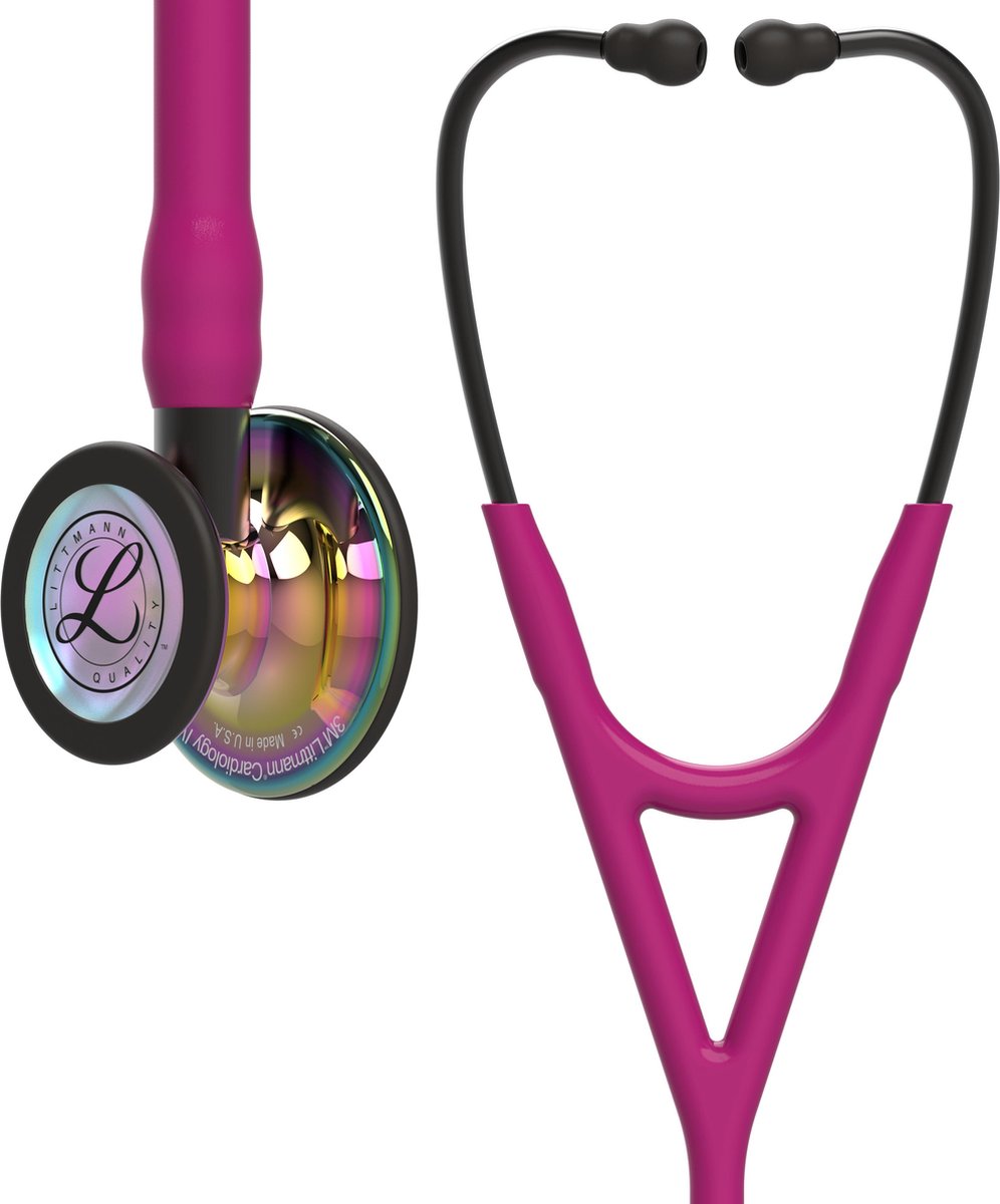 Goedkoopste Littmann Cardiology IV, Framboos slang / High Polish Rainbow borststuk / Smoke steel en oorbeugel