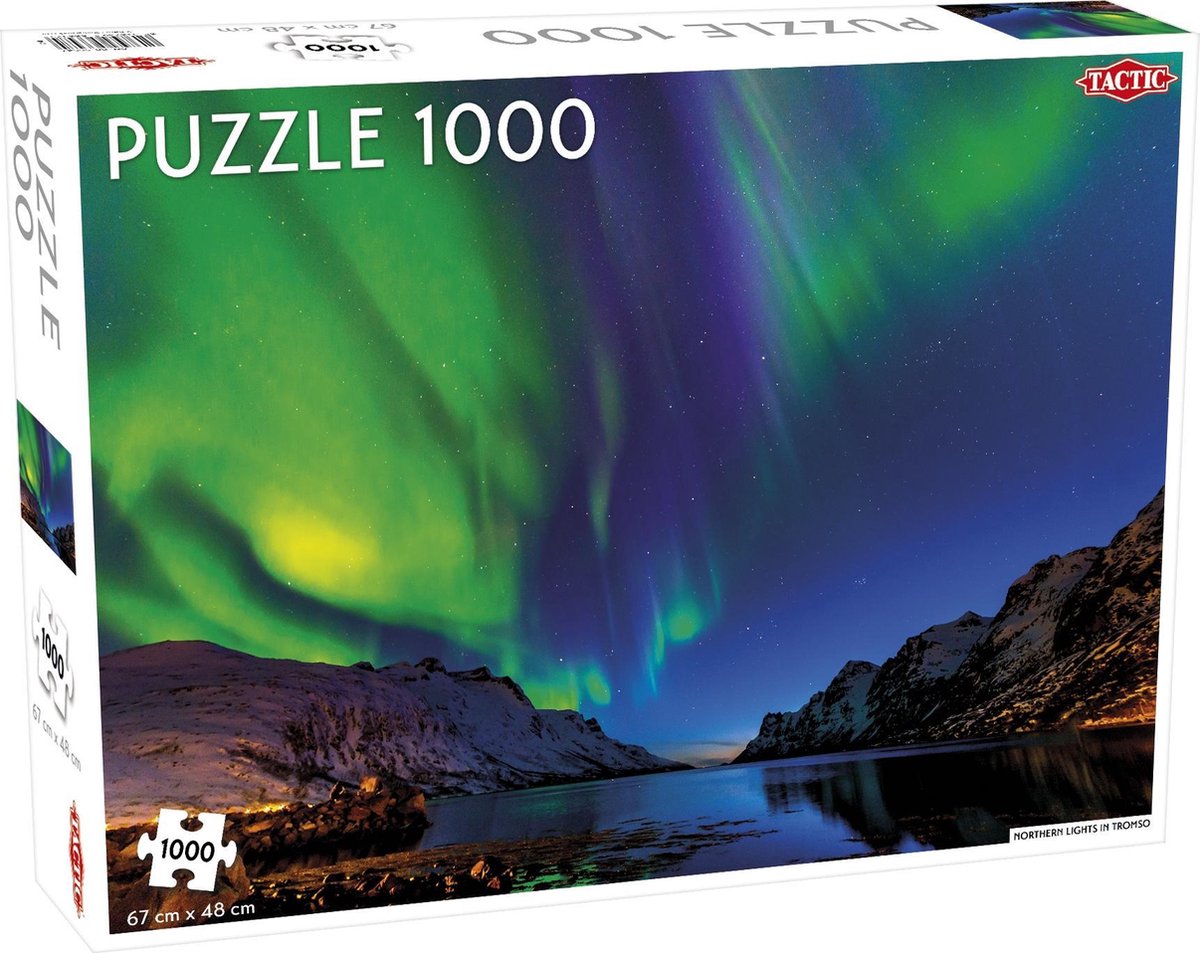 Tactic northern lights in tromsø - puzzel - 1000 stukjes - noorderlicht boven noorwegen - magisch nachtlandschap - hoogwaardige scandinavische kwaliteit
