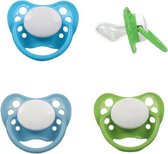Set van 3 fopspenen Nip - Silicone - Dental - 0-6 maand - Lichtblauw, Aqua en Lime
