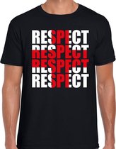 Respect rood kruis t-shirt zwart voor heren XL